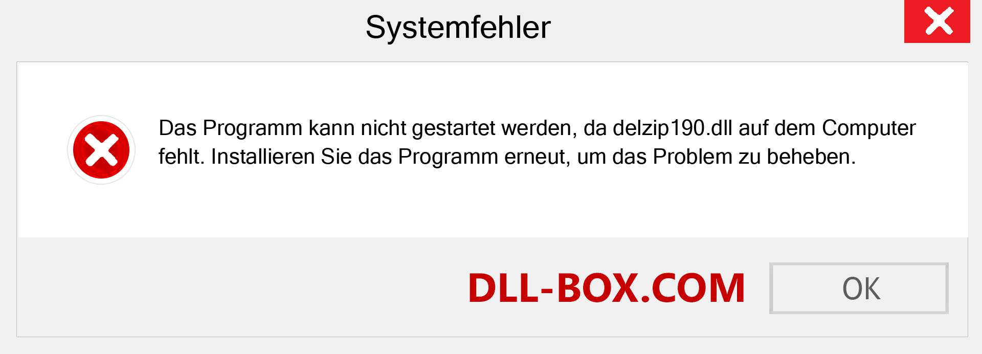 delzip190.dll-Datei fehlt?. Download für Windows 7, 8, 10 - Fix delzip190 dll Missing Error unter Windows, Fotos, Bildern